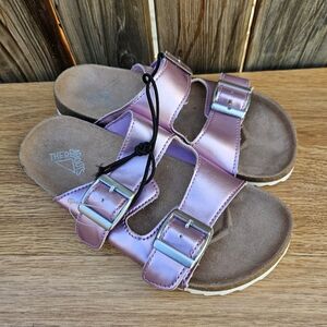 Thereabouts Metallic Pink Double Strap Sandals Girls Size 2M